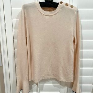 Elegant Cream Sweater with Gold Button Accents